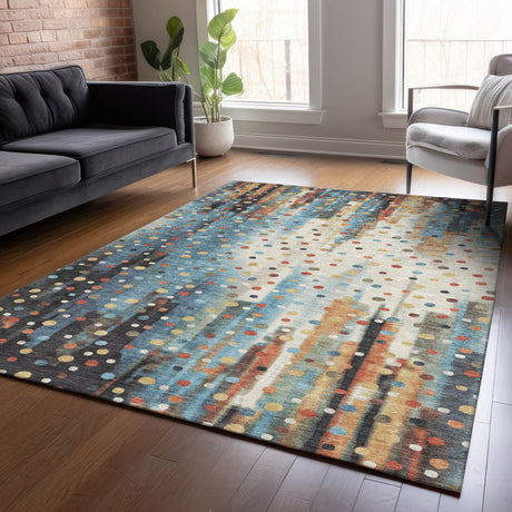 Addison Chantille ACN2213 Geometric Machine Made Transitional Teal Rug
