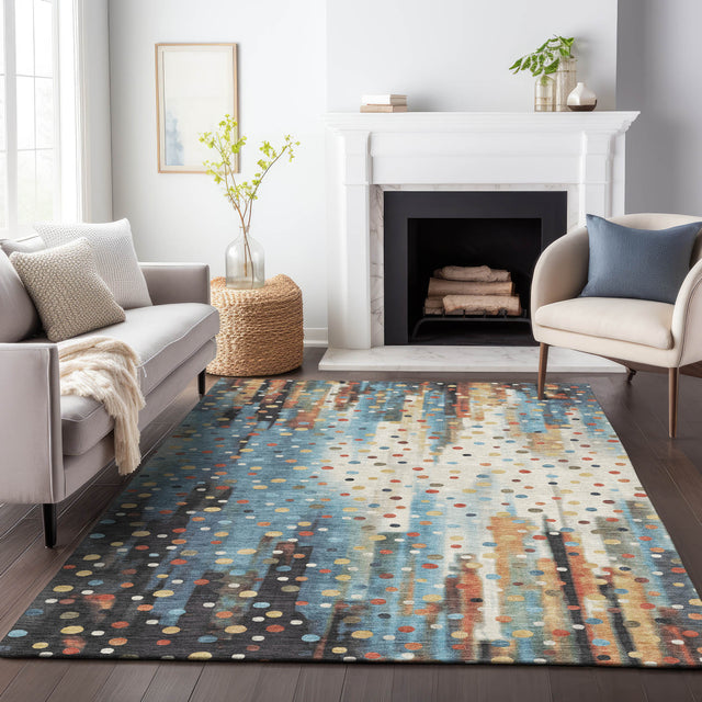 Addison Chantille ACN2213 Geometric Machine Made Transitional Teal Rug