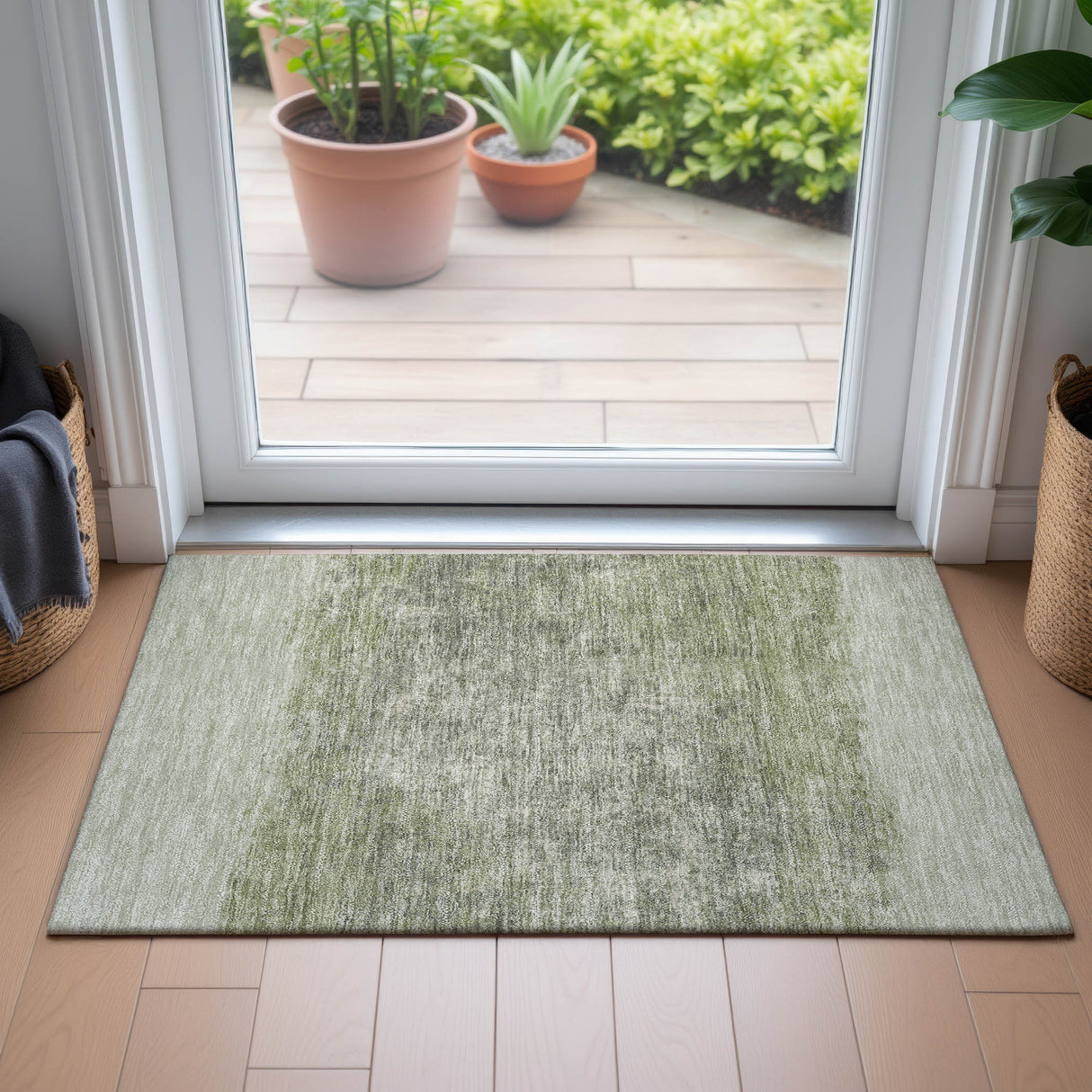 Addison Chantille ACN2214 Stripes Machine Made Transitional Aloe Rug