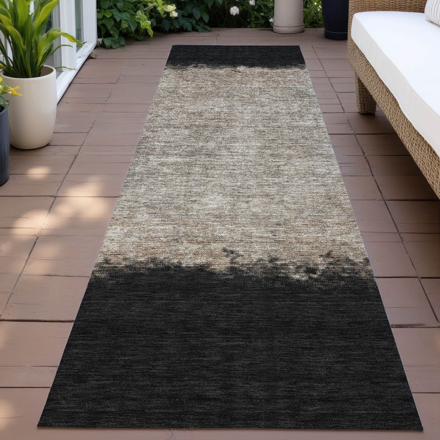Addison Chantille ACN2214 Stripes Machine Made Transitional Black Rug