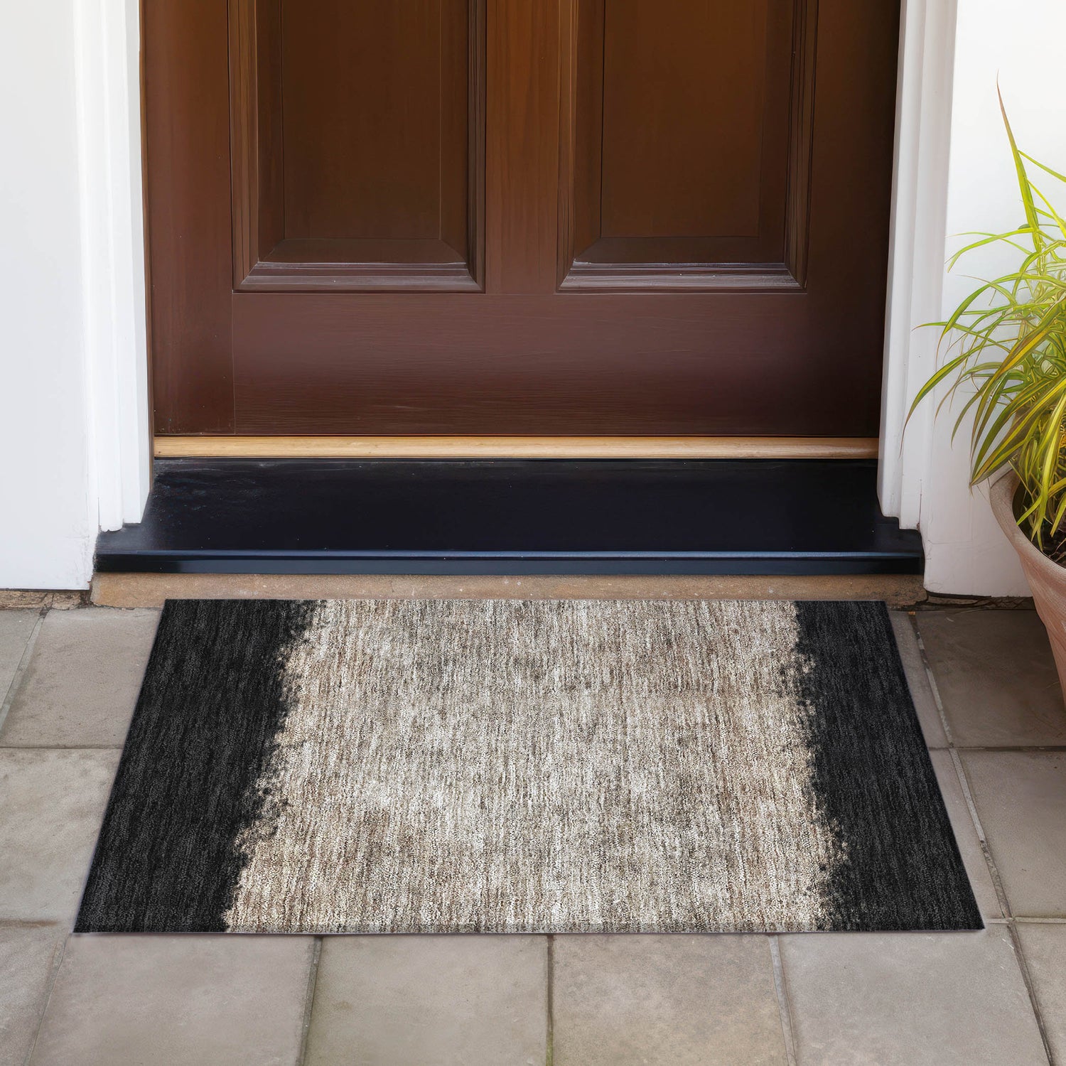 Addison Chantille ACN2214 Stripes Machine Made Transitional Black Rug