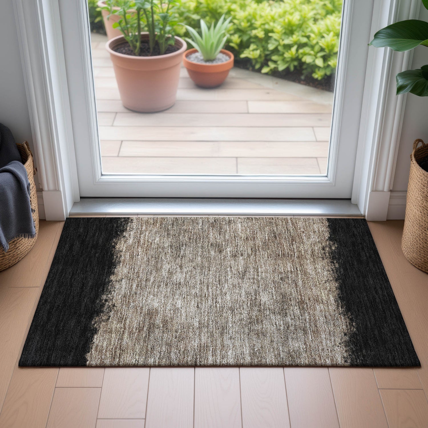 Addison Chantille ACN2214 Stripes Machine Made Transitional Black Rug