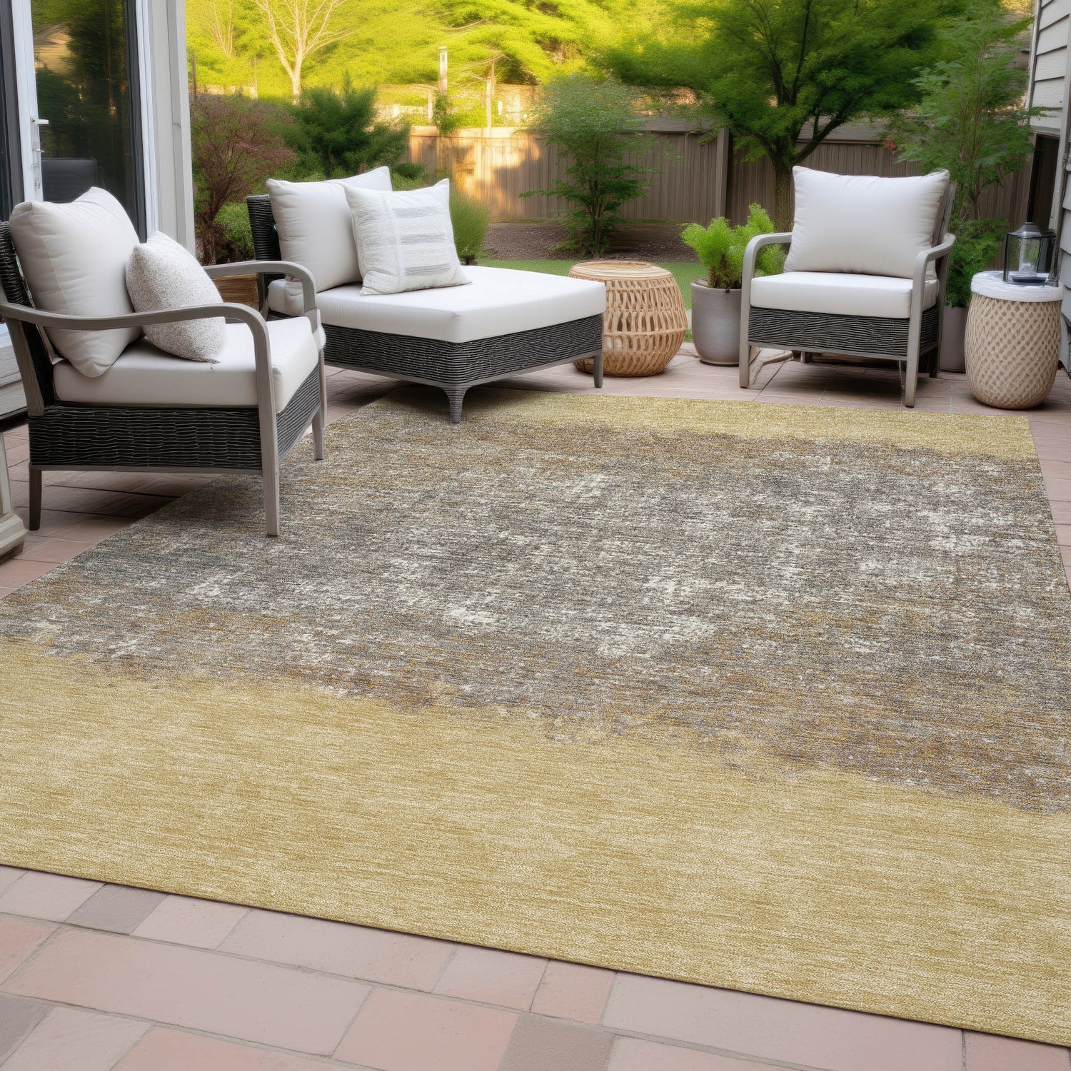 Addison Chantille ACN2214 Stripes Machine Made Transitional Gold Rug