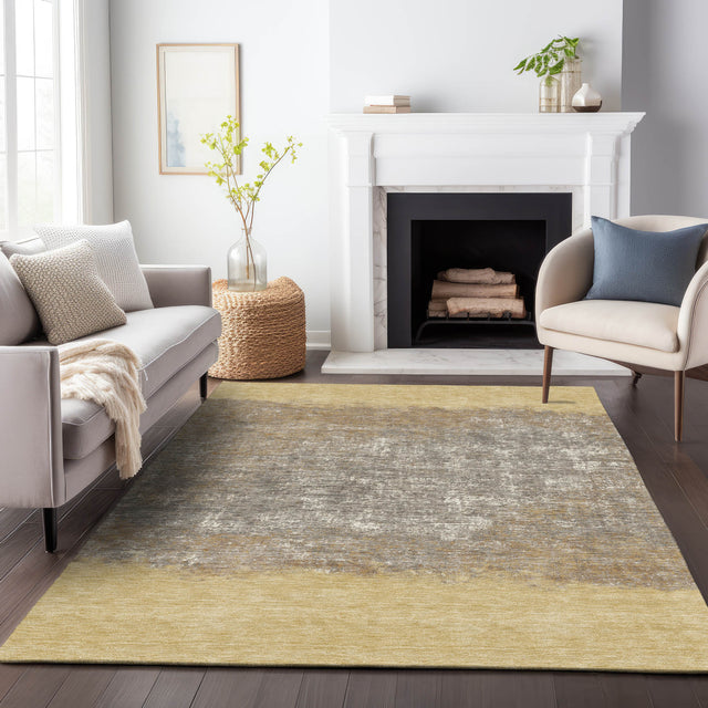 Addison Chantille ACN2214 Stripes Machine Made Transitional Gold Rug