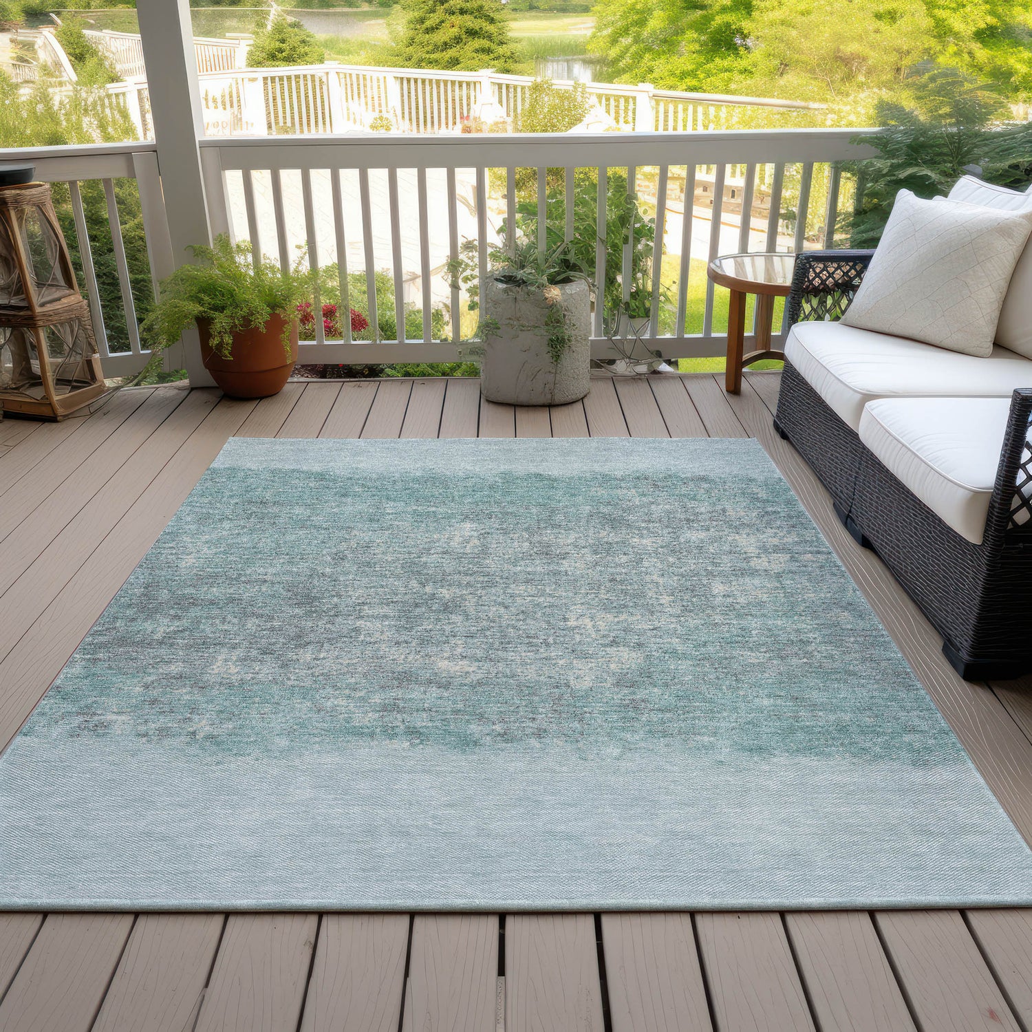 Addison Chantille ACN2214 Stripes Machine Made Transitional Teal Rug