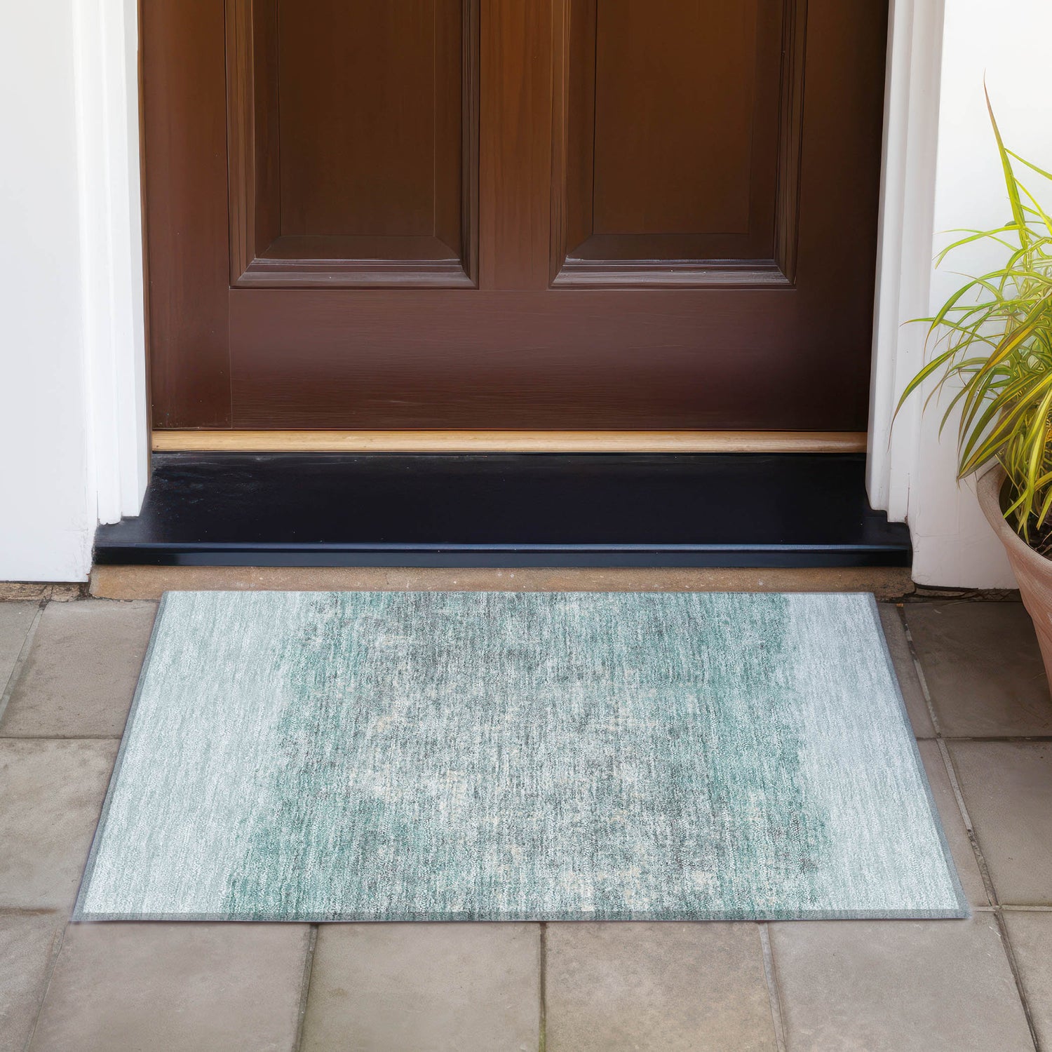 Addison Chantille ACN2214 Stripes Machine Made Transitional Teal Rug