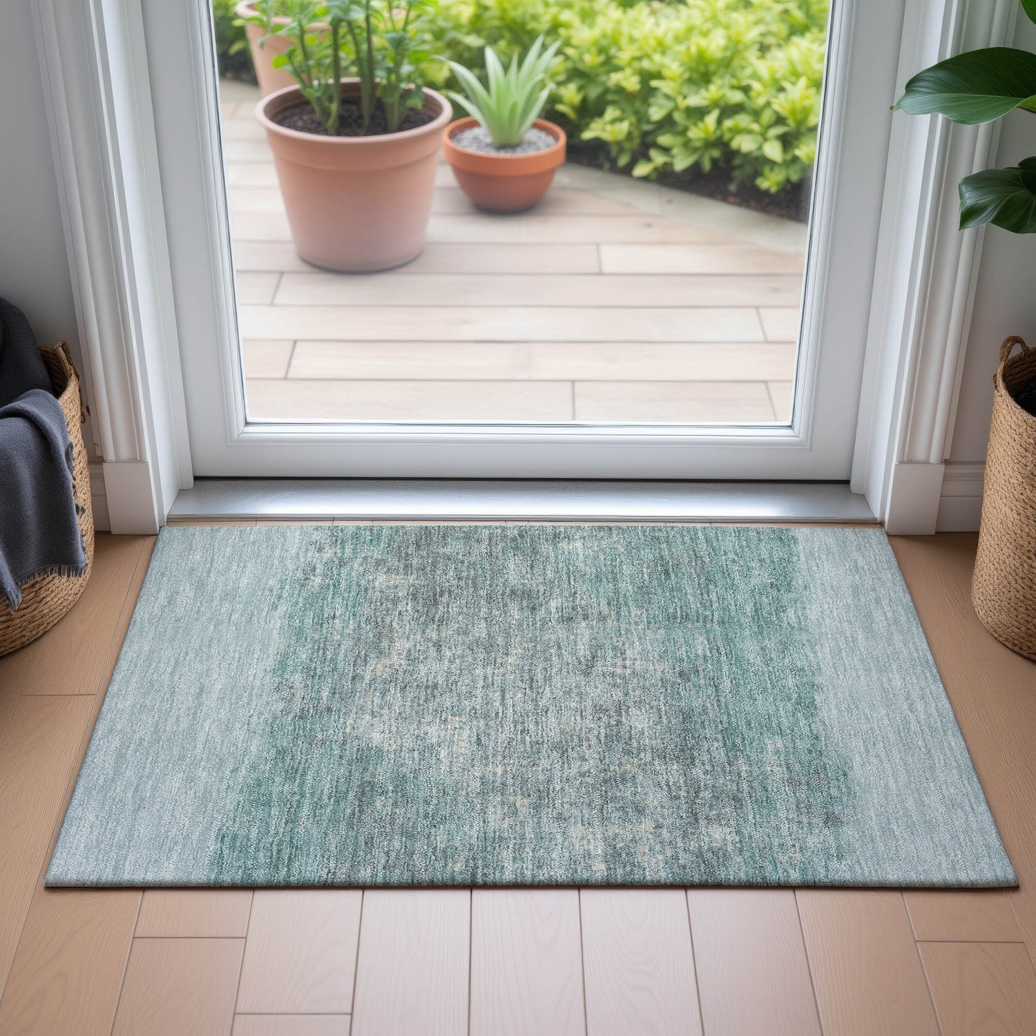 Addison Chantille ACN2214 Stripes Machine Made Transitional Teal Rug