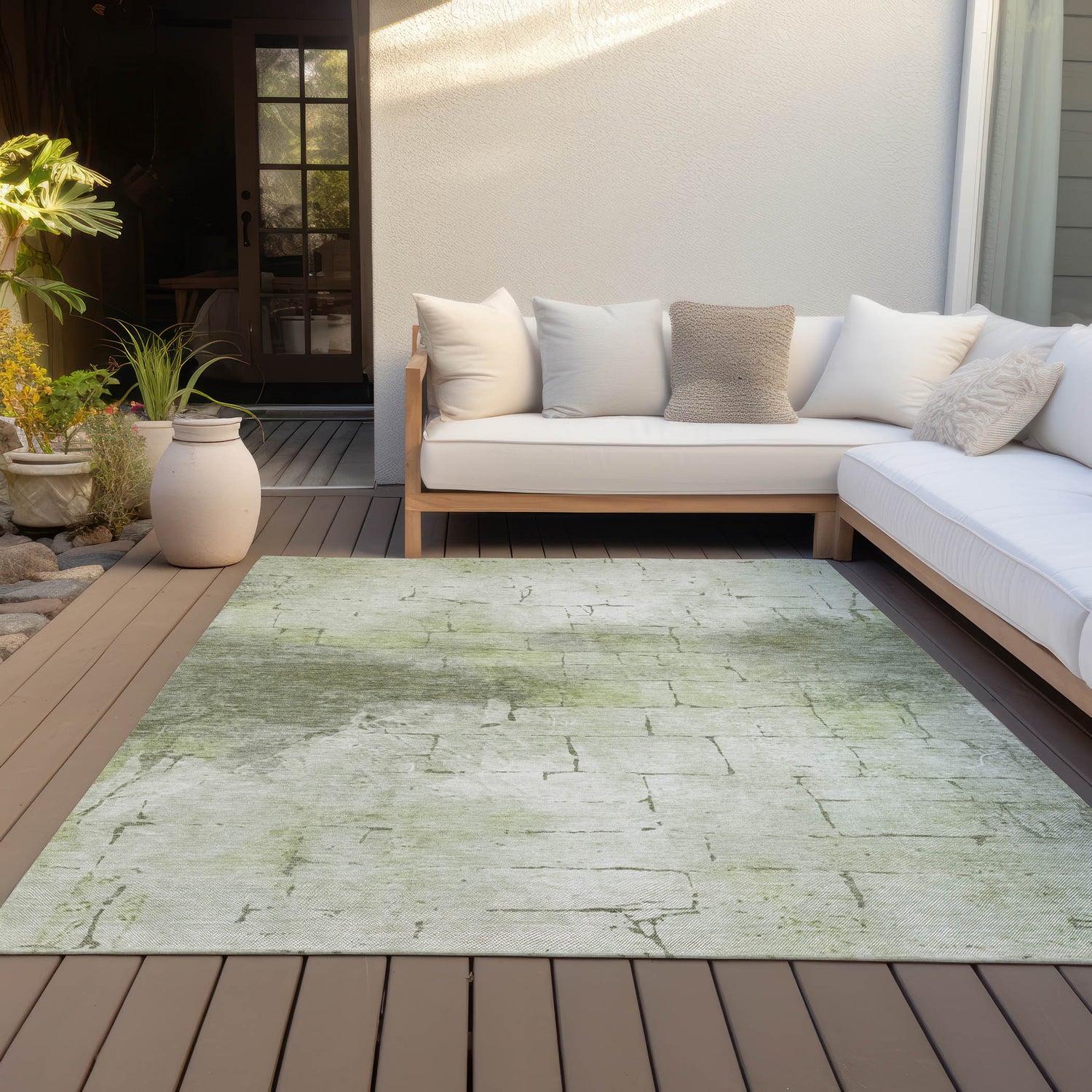 Addison Chantille ACN2215 Geometric Machine Made Transitional Aloe Rug