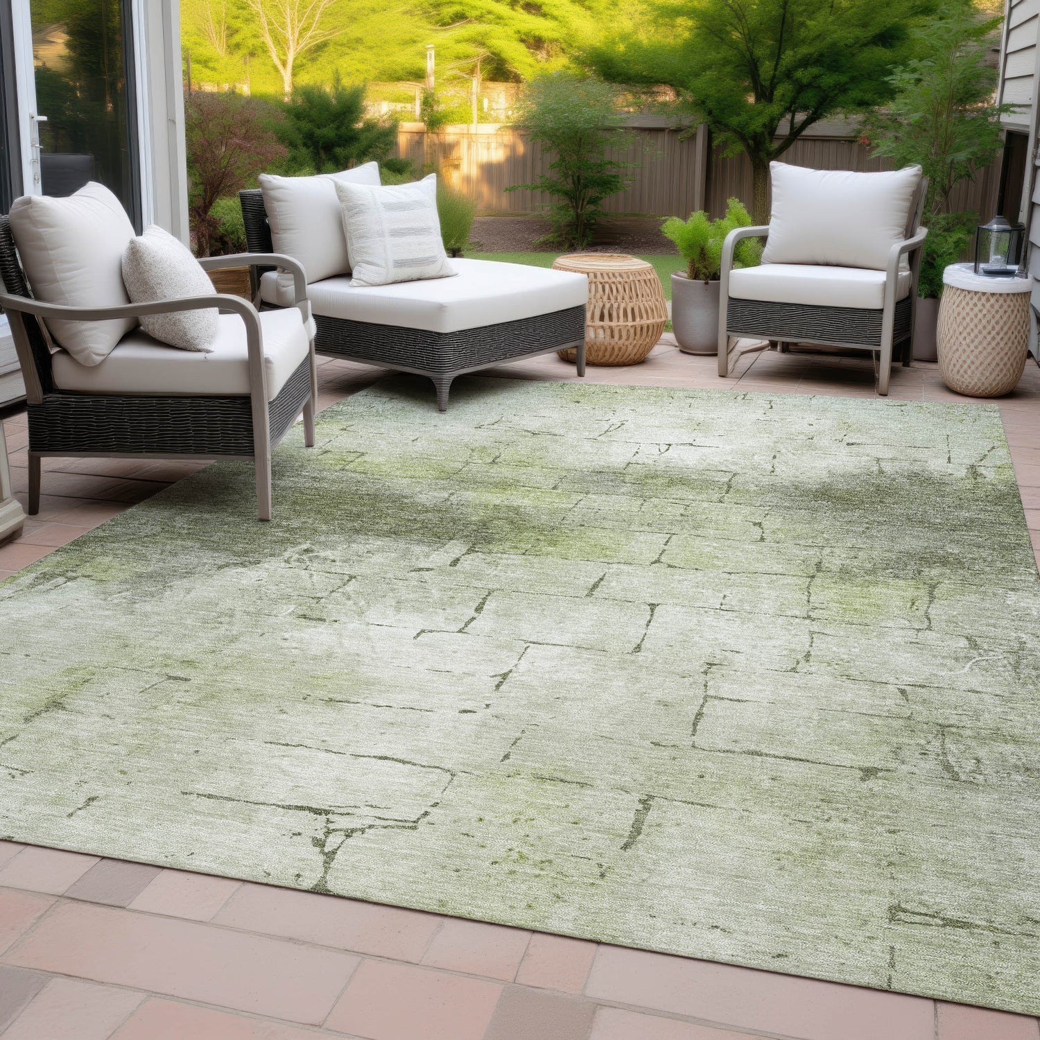 Addison Chantille ACN2215 Geometric Machine Made Transitional Aloe Rug