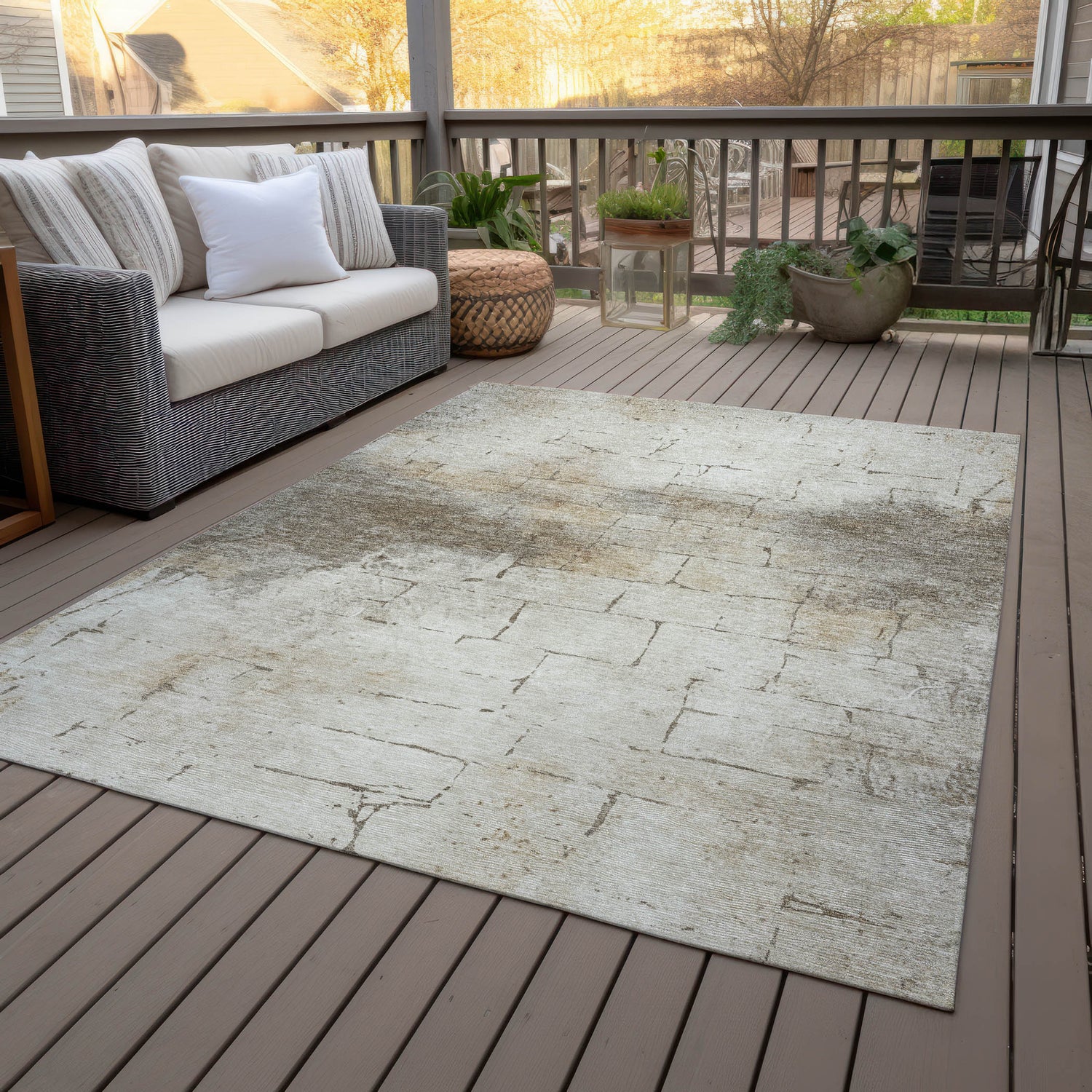 Addison Chantille ACN2215 Geometric Machine Made Transitional Beige Rug