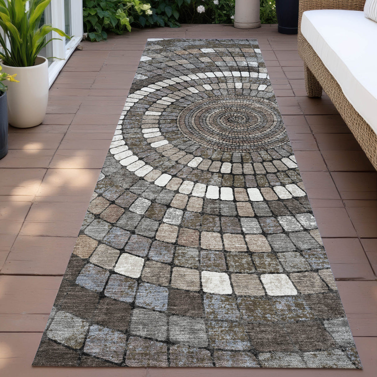 Addison Chantille ACN2216 Geometric Machine Made Transitional Brown Rug