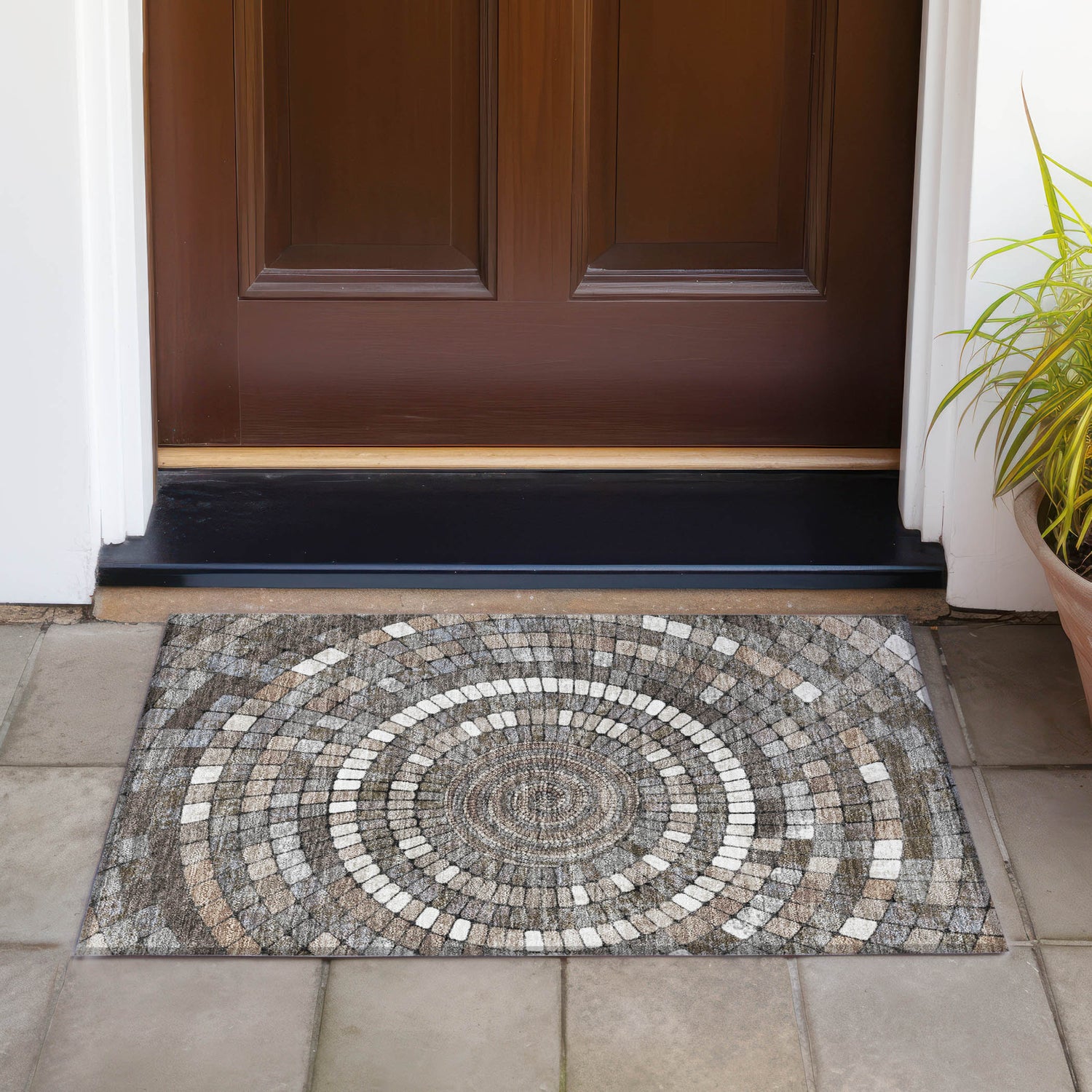 Addison Chantille ACN2216 Geometric Machine Made Transitional Brown Rug