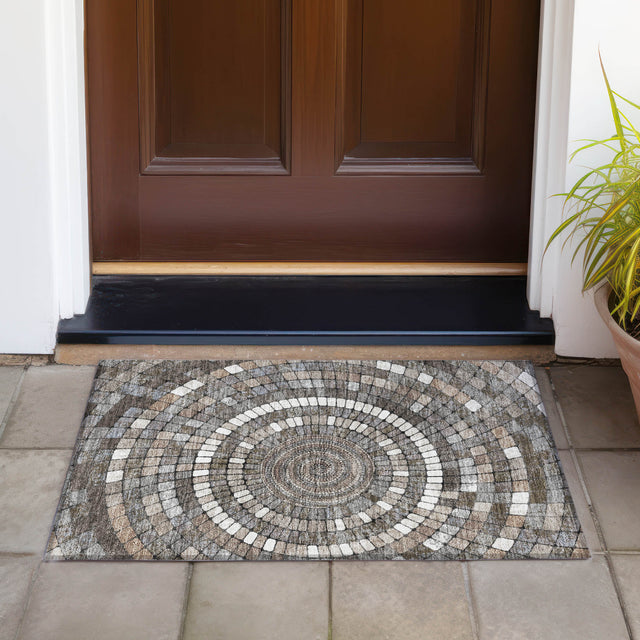 Addison Chantille ACN2216 Geometric Machine Made Transitional Brown Rug