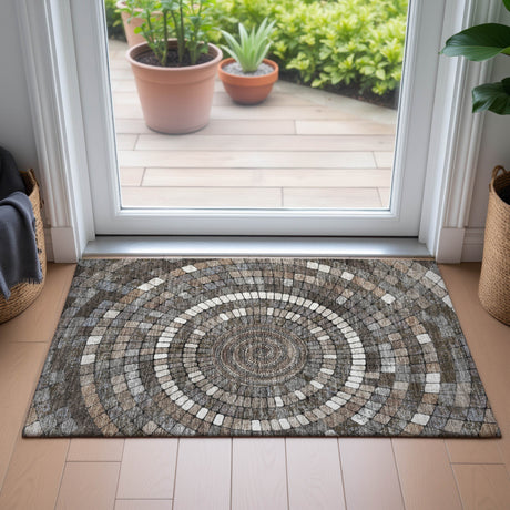 Addison Chantille ACN2216 Geometric Machine Made Transitional Brown Rug