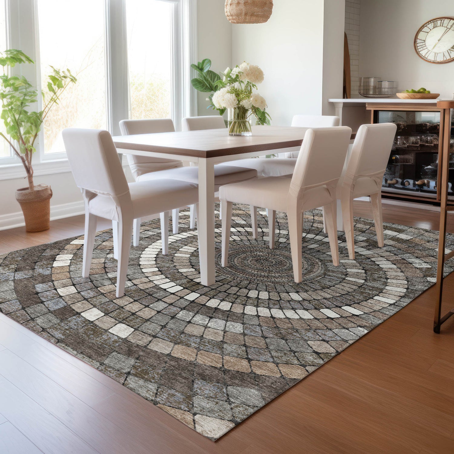 Addison Chantille ACN2216 Geometric Machine Made Transitional Brown Rug