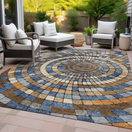 Addison Chantille ACN2216 Geometric Machine Made Transitional Denim Rug