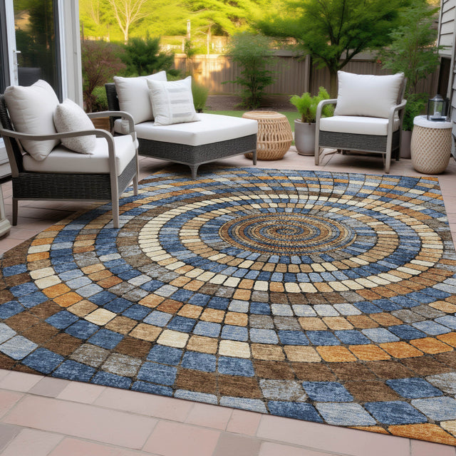 Addison Chantille ACN2216 Geometric Machine Made Transitional Denim Rug