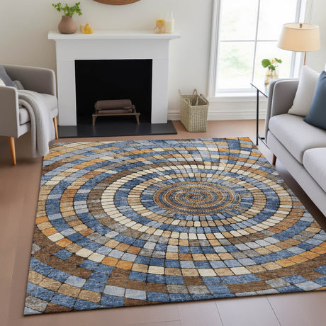 Addison Chantille ACN2216 Geometric Machine Made Transitional Denim Rug