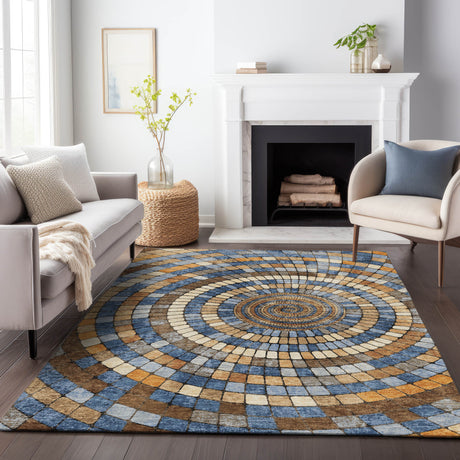 Addison Chantille ACN2216 Geometric Machine Made Transitional Denim Rug