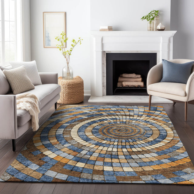 Addison Chantille ACN2216 Geometric Machine Made Transitional Denim Rug
