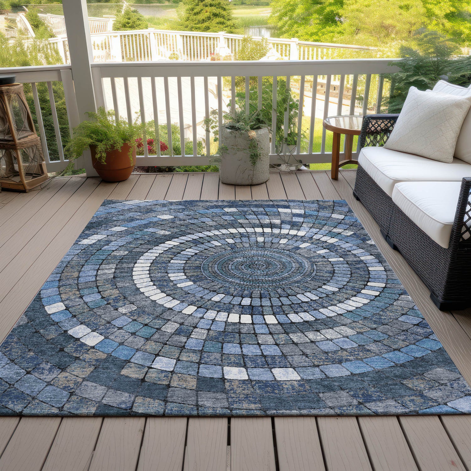 Addison Chantille ACN2216 Geometric Machine Made Transitional Navy Rug