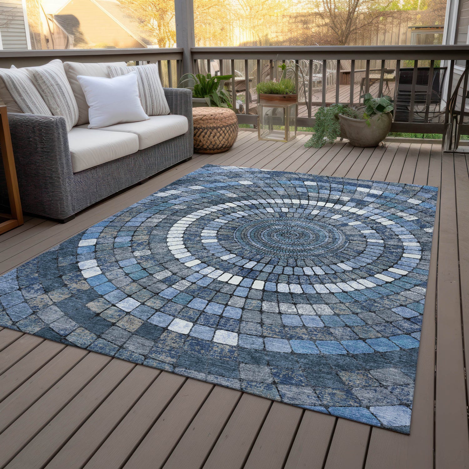 Addison Chantille ACN2216 Geometric Machine Made Transitional Navy Rug