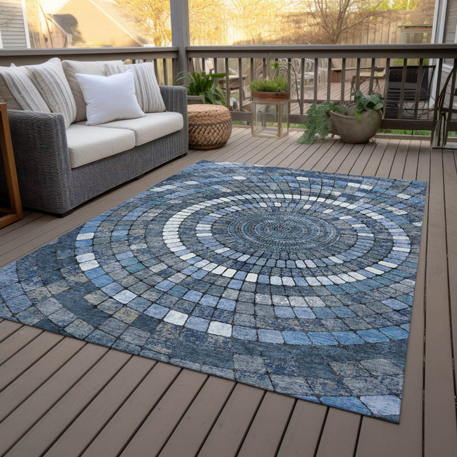 Addison Chantille ACN2216 Geometric Machine Made Transitional Navy Rug