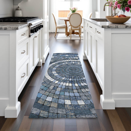 Addison Chantille ACN2216 Geometric Machine Made Transitional Navy Rug