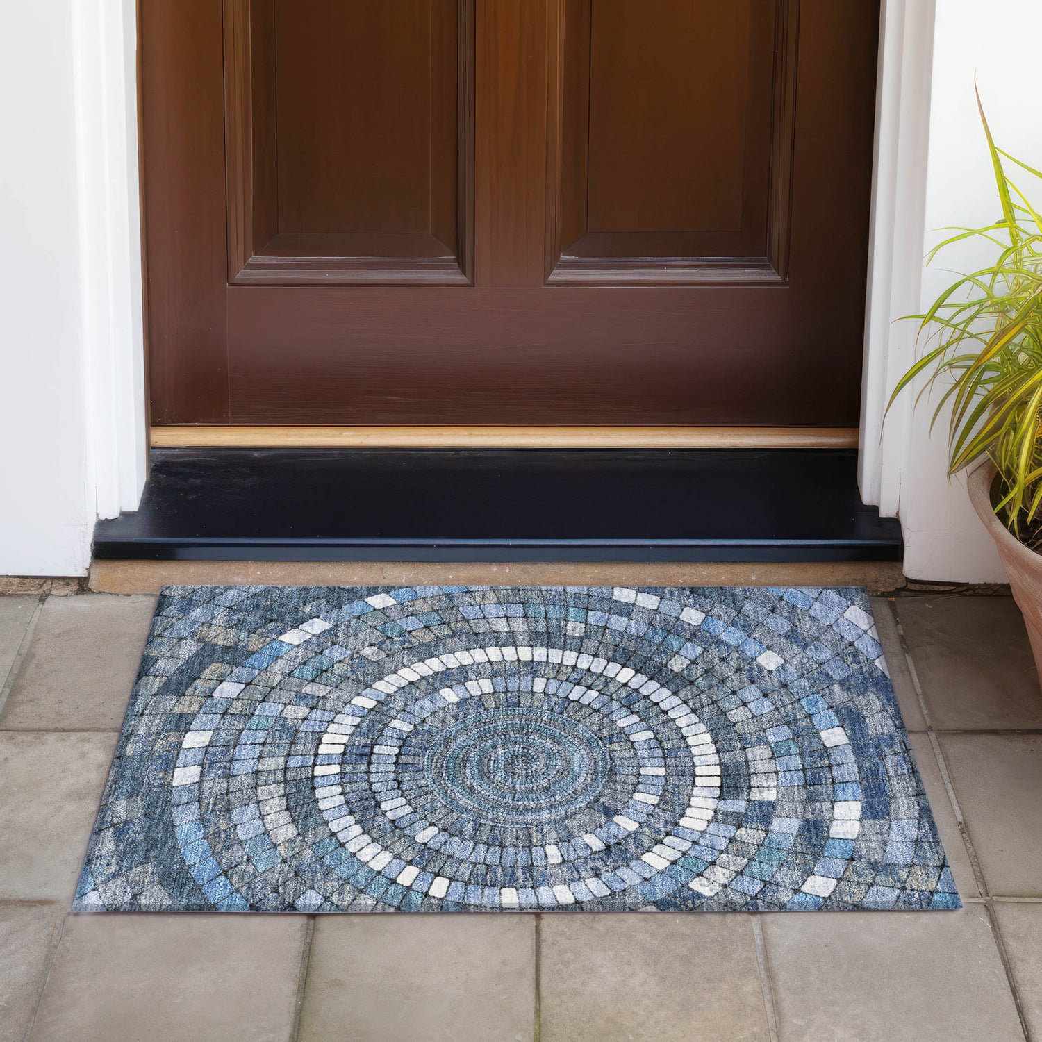 Addison Chantille ACN2216 Geometric Machine Made Transitional Navy Rug