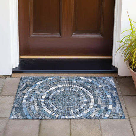 Addison Chantille ACN2216 Geometric Machine Made Transitional Navy Rug