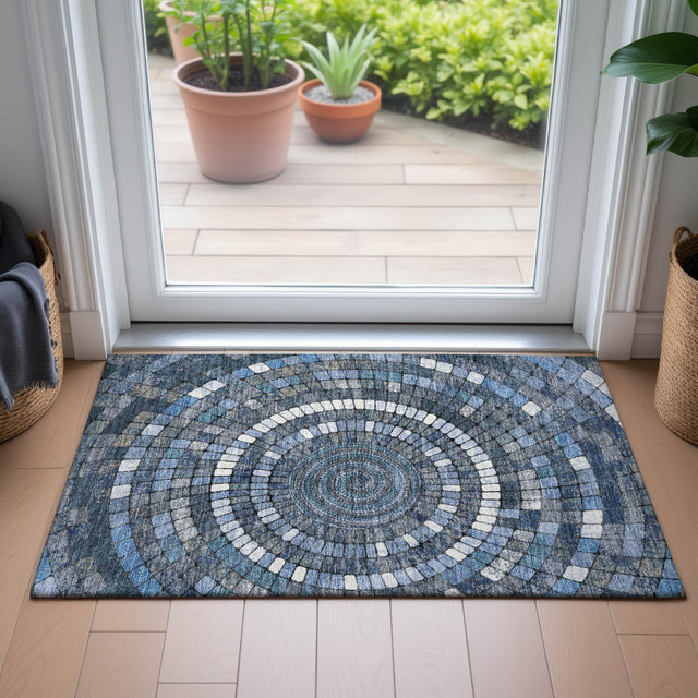 Addison Chantille ACN2216 Geometric Machine Made Transitional Navy Rug