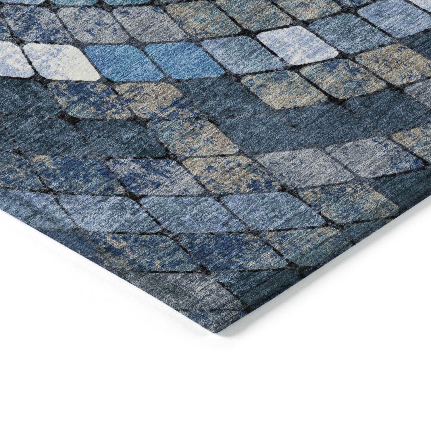 Addison Chantille ACN2216 Geometric Machine Made Transitional Navy Rug