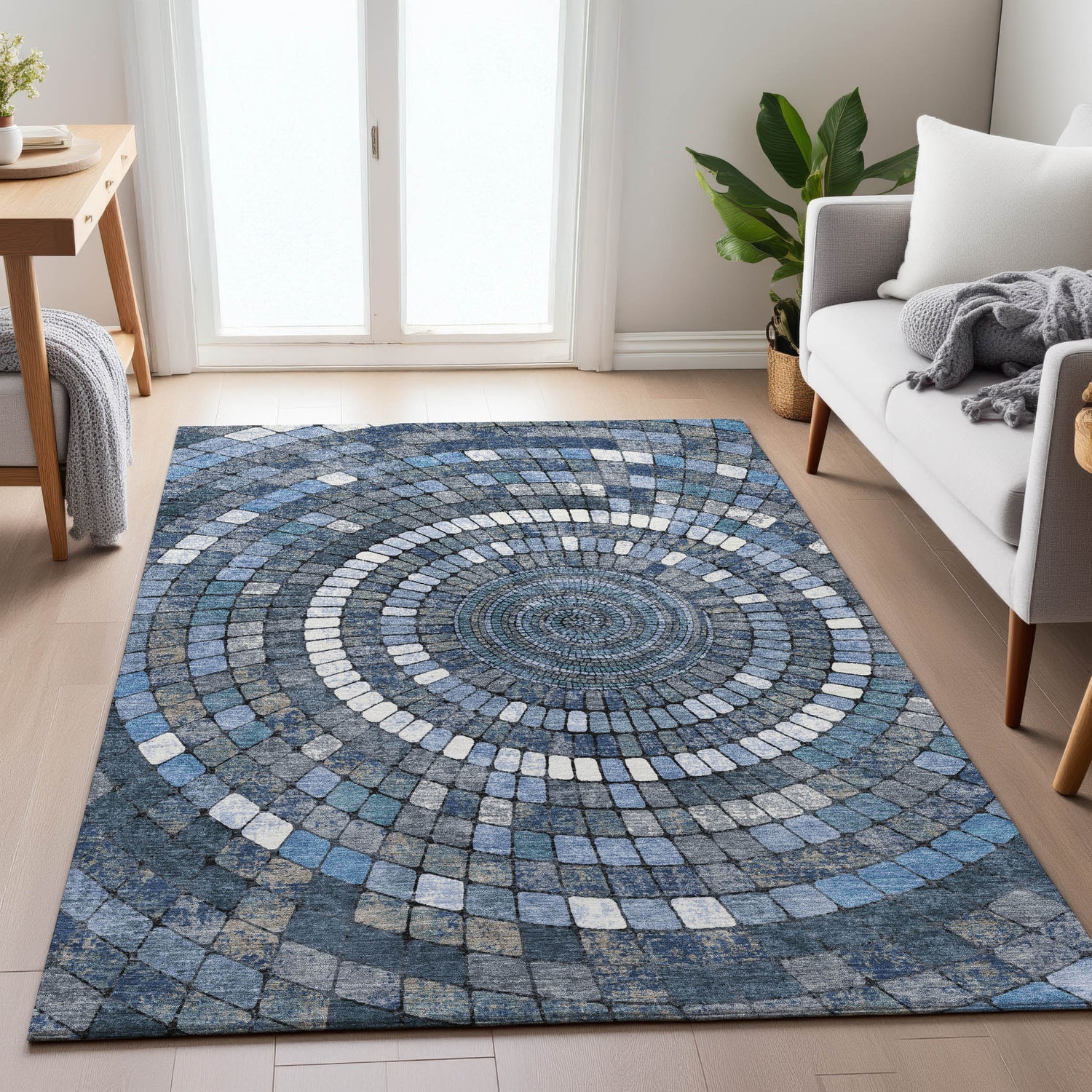 Addison Chantille ACN2216 Geometric Machine Made Transitional Navy Rug