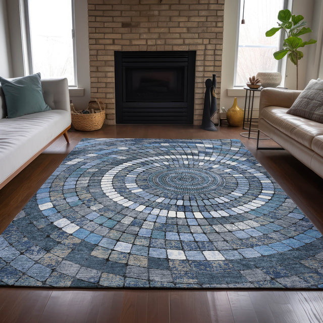 Addison Chantille ACN2216 Geometric Machine Made Transitional Navy Rug