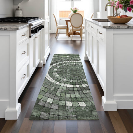 Addison Chantille ACN2216 Geometric Machine Made Transitional Sage Rug