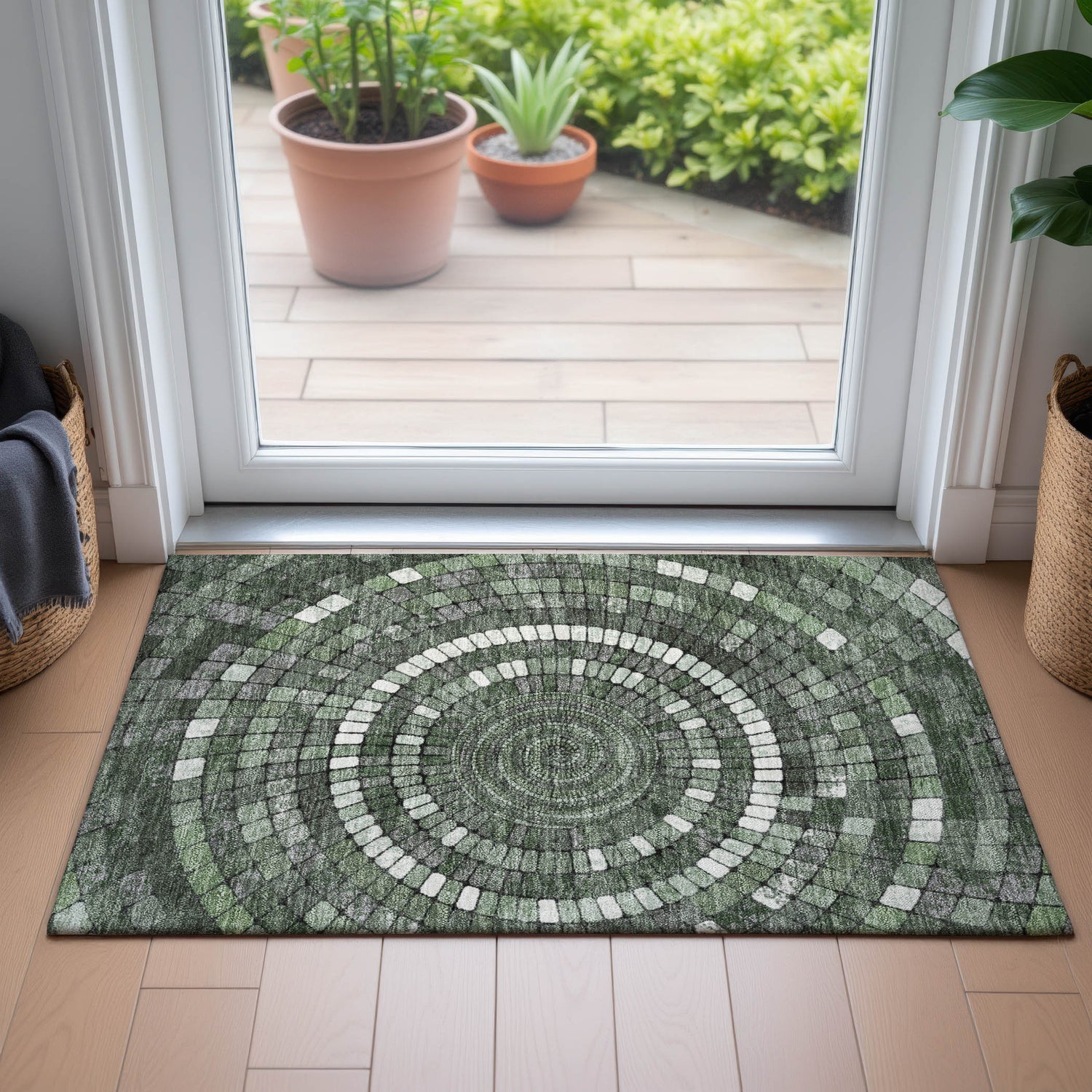 Addison Chantille ACN2216 Geometric Machine Made Transitional Sage Rug