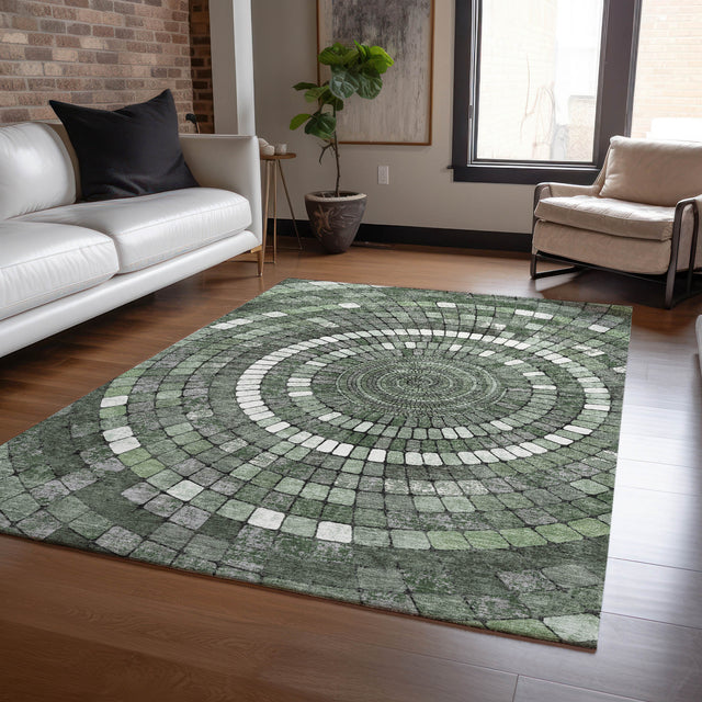 Addison Chantille ACN2216 Geometric Machine Made Transitional Sage Rug