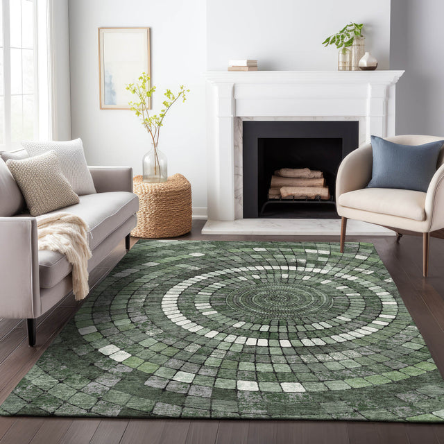 Addison Chantille ACN2216 Geometric Machine Made Transitional Sage Rug