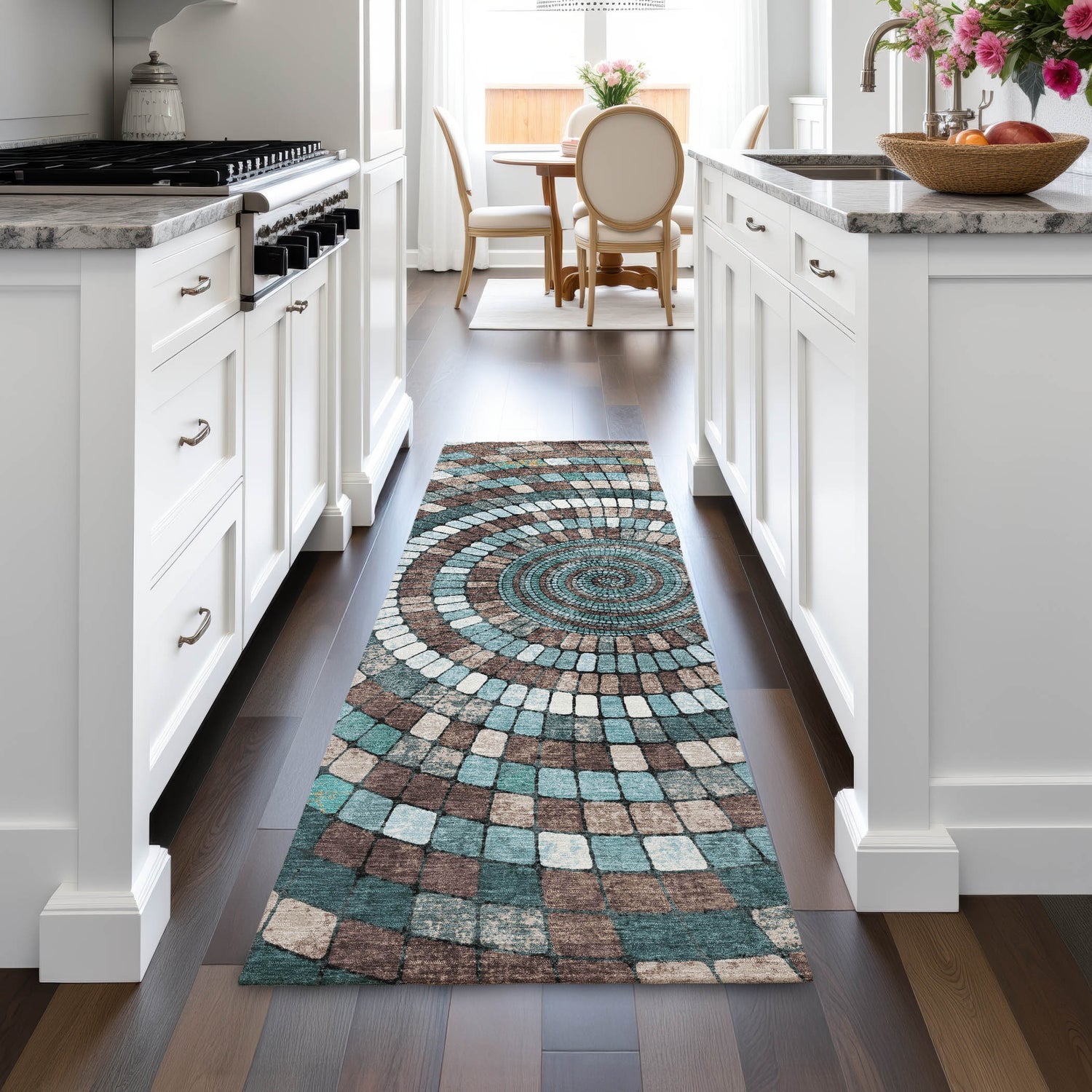 Addison Chantille ACN2216 Geometric Machine Made Transitional Teal Rug