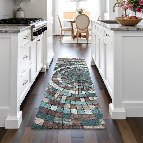 Addison Chantille ACN2216 Geometric Machine Made Transitional Teal Rug