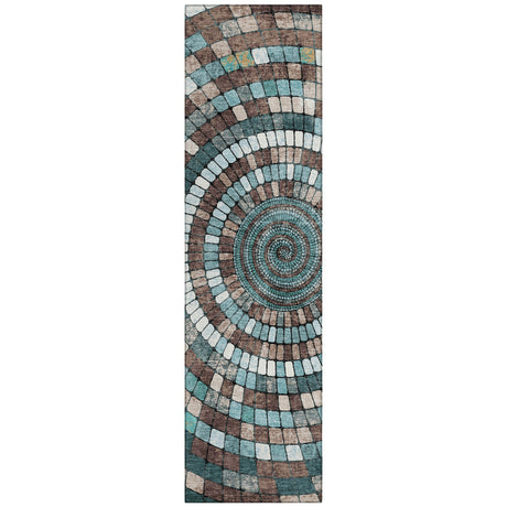 Addison Chantille ACN2216 Geometric Machine Made Transitional Teal Rug