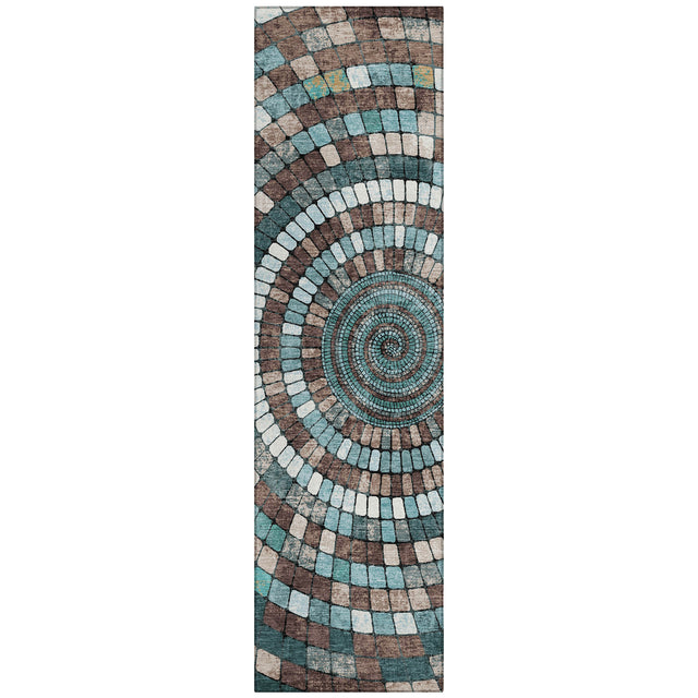 Addison Chantille ACN2216 Geometric Machine Made Transitional Teal Rug