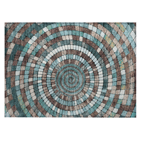 Addison Chantille ACN2216 Geometric Machine Made Transitional Teal Rug