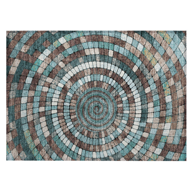 Addison Chantille ACN2216 Geometric Machine Made Transitional Teal Rug
