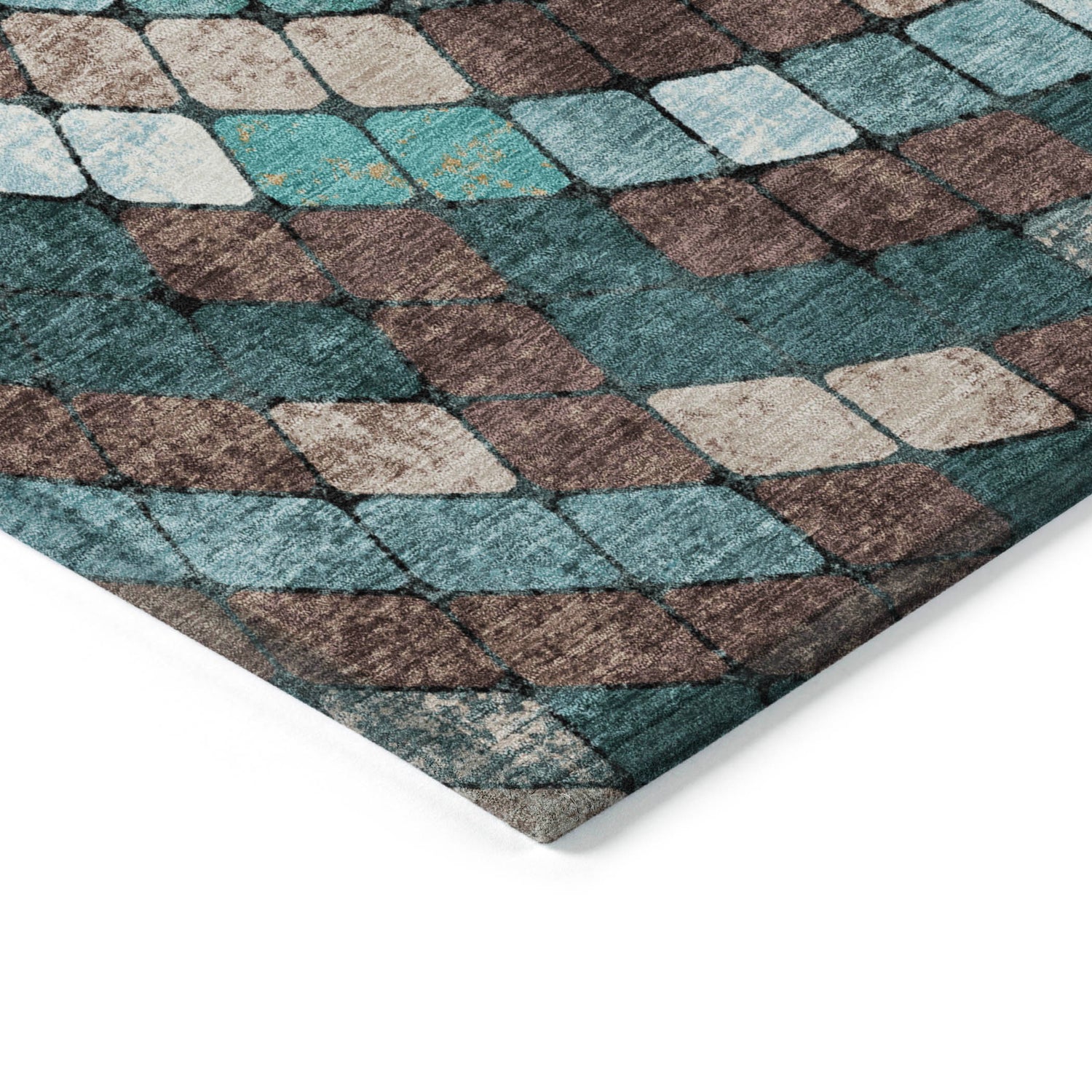 Addison Chantille ACN2216 Geometric Machine Made Transitional Teal Rug