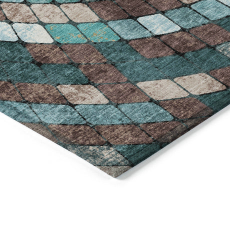 Addison Chantille ACN2216 Geometric Machine Made Transitional Teal Rug