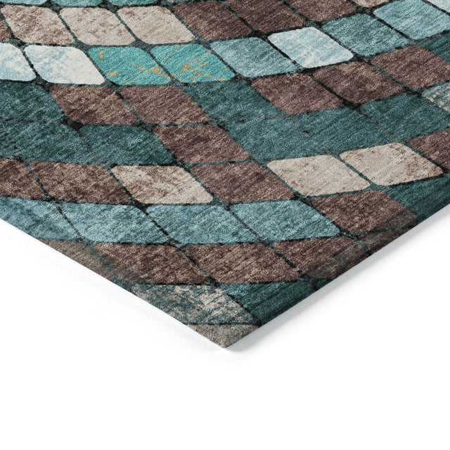 Addison Chantille ACN2216 Geometric Machine Made Transitional Teal Rug