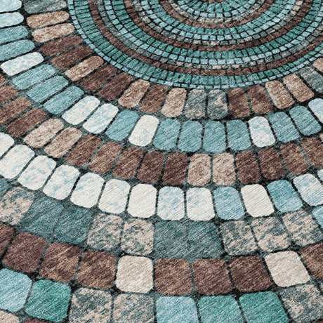 Addison Chantille ACN2216 Geometric Machine Made Transitional Teal Rug