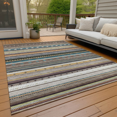 Addison Chantille ACN2218 Stripes Machine Made Transitional Brown Rug