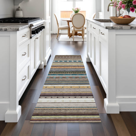 Addison Chantille ACN2218 Stripes Machine Made Transitional Brown Rug
